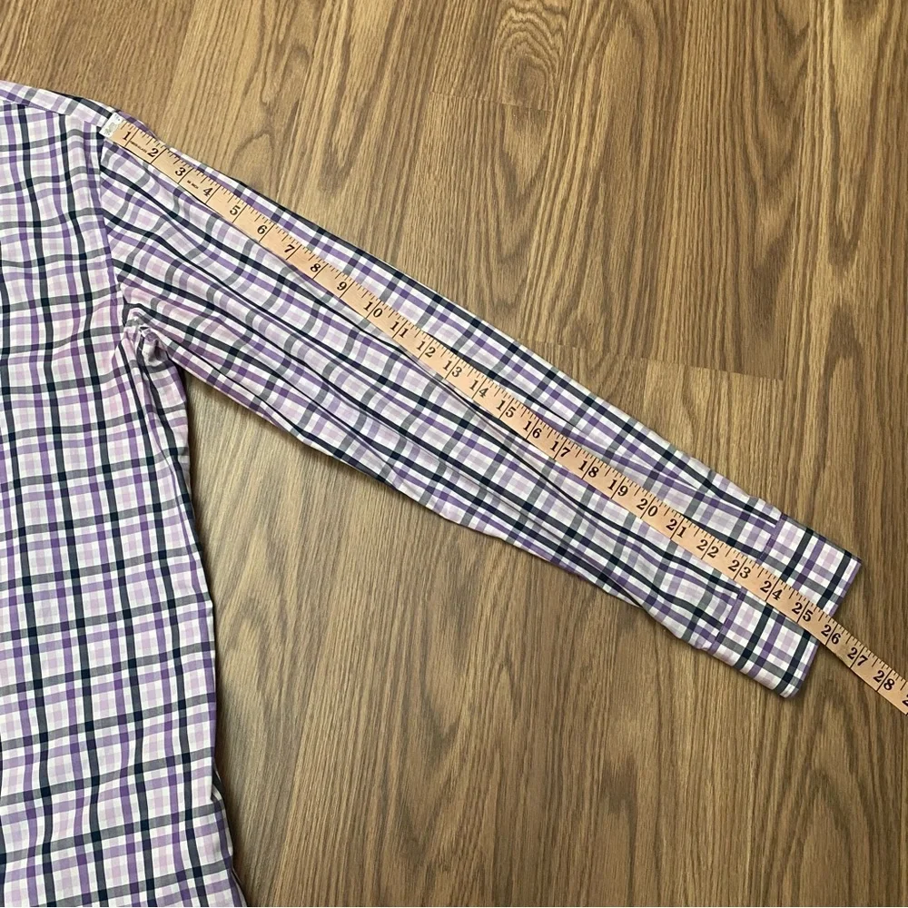 Banana Republic Grant Fit Shirt Mens Size M Lilac Plaid Supima Cotton Button Up